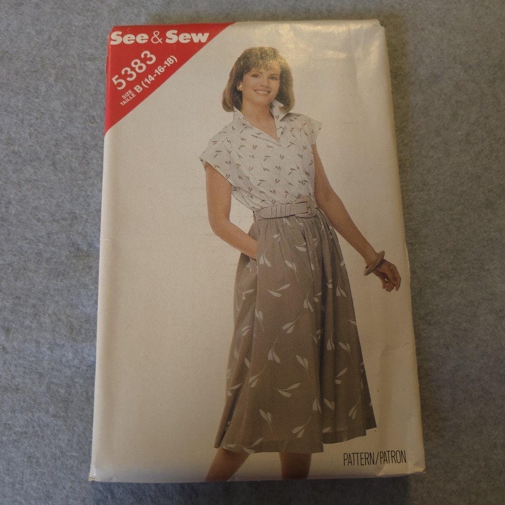 Vintage See & Sew 5383 Pattern Blouse Skirt Size 16-18 Uncut 1980s Style
